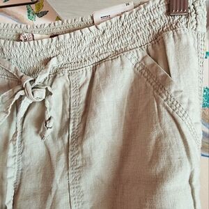 NWT Smocked Waist Linen/ Rayon Beach Pants Beige M